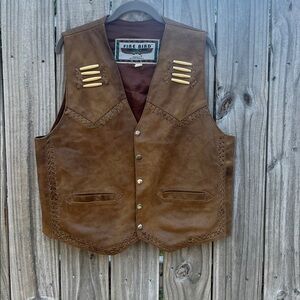 🔥🔥🐦‍⬛🐦‍⬛ FIRE BIRD VINTAGE LEATHER SNAP FRONT VEST. SIZE 42 CHEST 🐦‍⬛🐦‍⬛ 🔥🔥